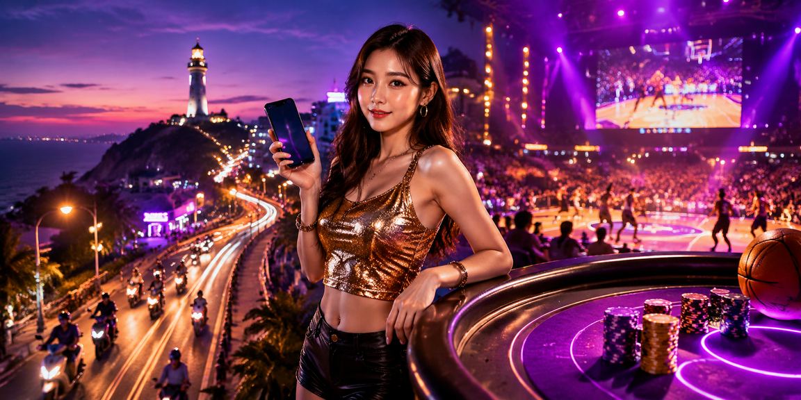 Người chơi tại Vũng Tàu tham gia cá cược bóng rổ trong ánh đèn neon rực rỡ